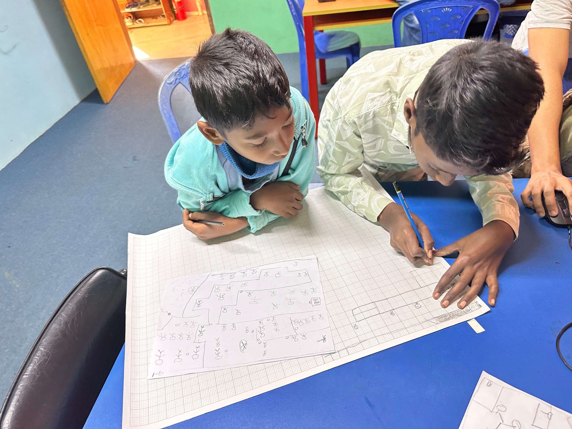 Designing a game level on graph paper